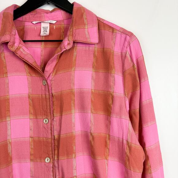 Victoria’s Secret Pink Red Gingham Sleep Pajama Shirt - M - Picture 2 of 7